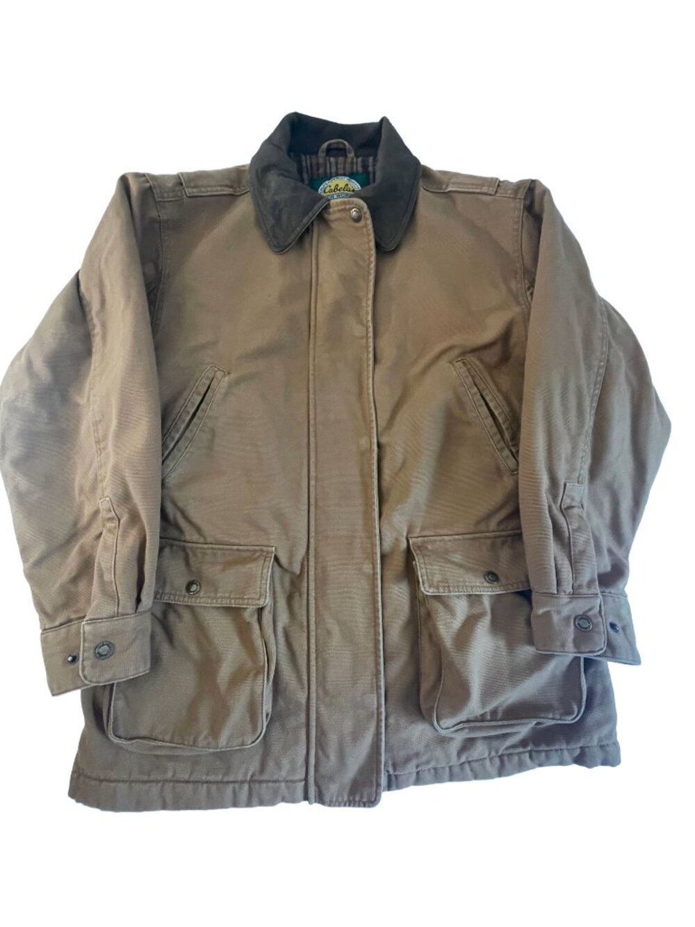 Vintage Cabela's Canvas Barn Coat Women's L Leather Collar